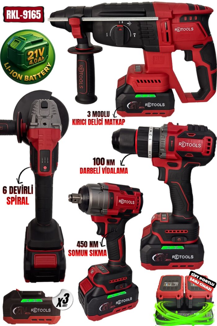 RKL-9165 RETOOLS PROFESYONEL BORDO YENİ SERİ 4'LÜ SET (100 NM VİDALAMA VE 6 DEVİRLİ SPİRAL) - Görsel 2