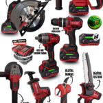 RETOOLS RKL-9161 8’li Şarjlı Set – Tilki Kuyruğu, Daire Testere, Dal Budama Makası ve Testeresi